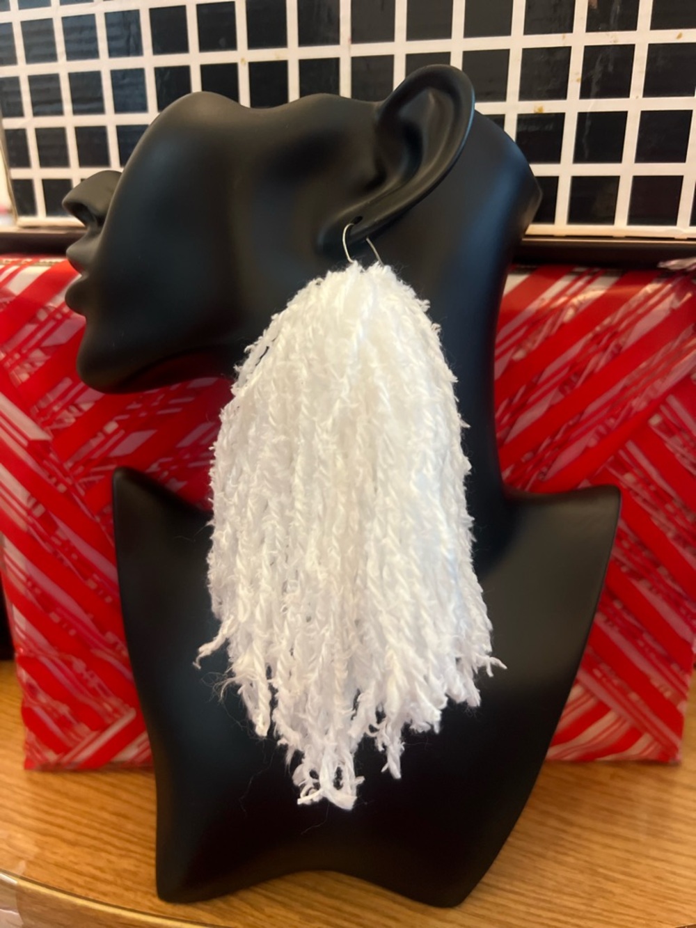 White Fringe Tassel Statement Earrings